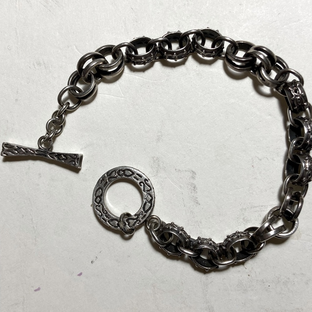 925 Silver Chunky Statement Link Chain Bracelet T… - image 1